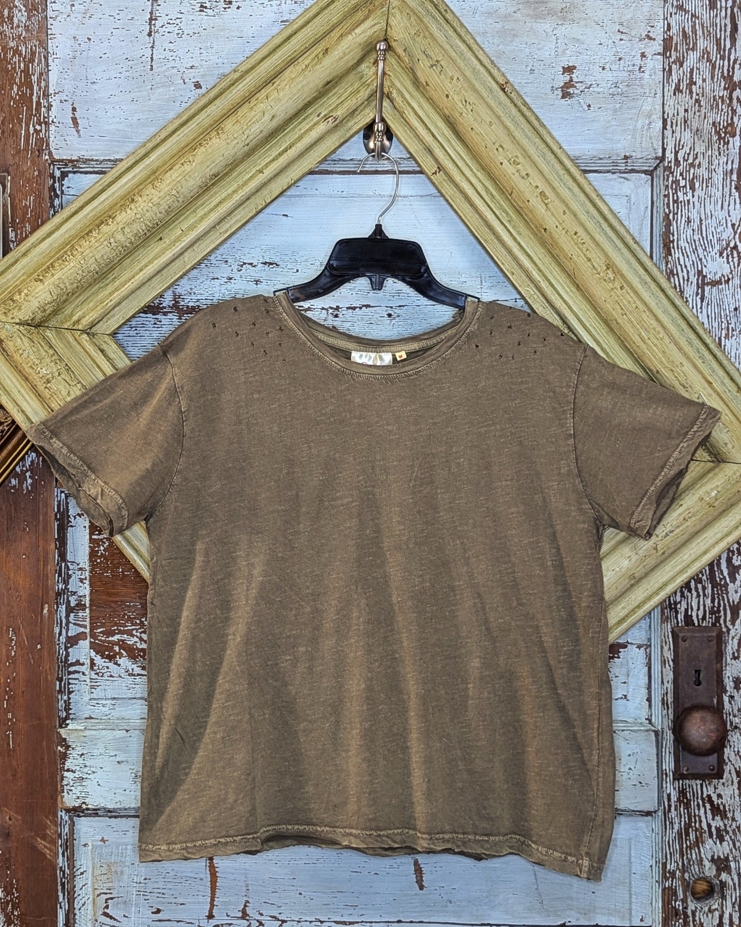 Paper Lace Distressed Olive Tee