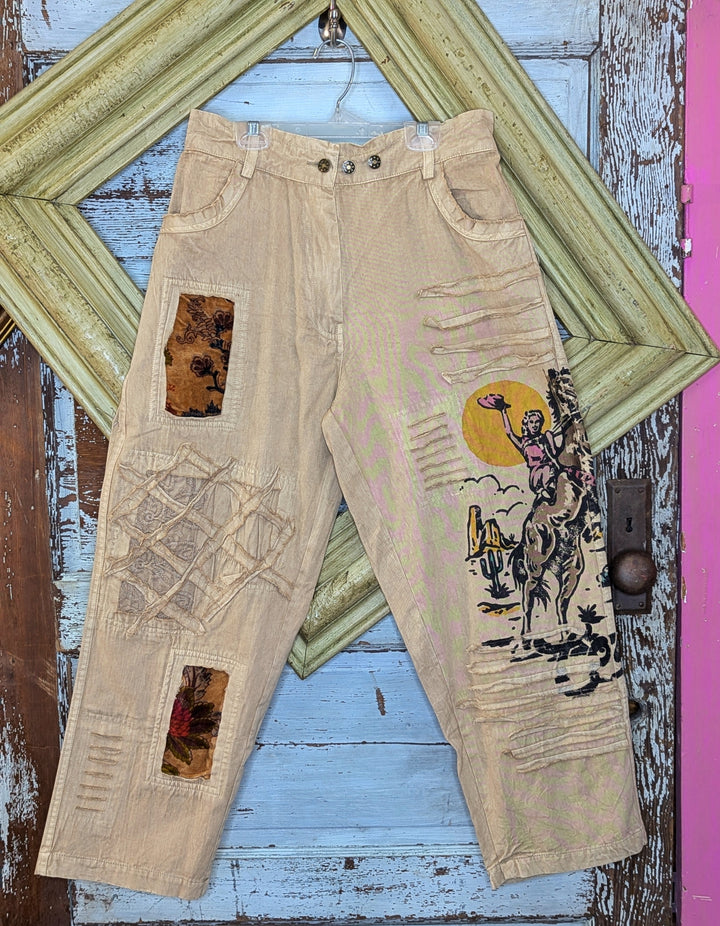 Paper Lace Cowgirl Printed Denim Pants