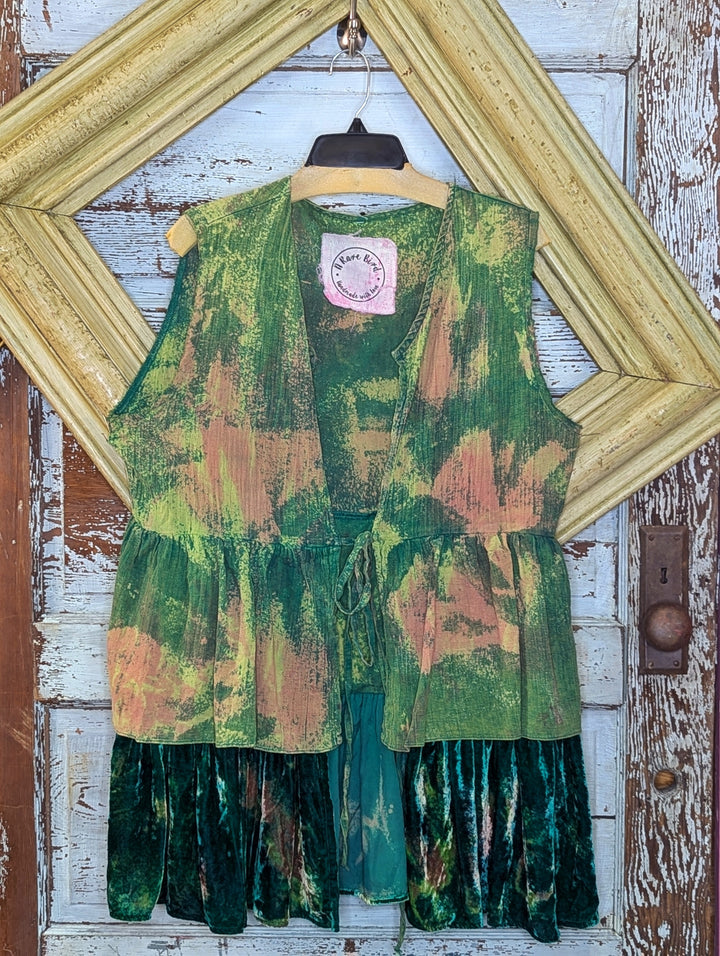 A rare Bird Green  Shorty Ruffle Vest