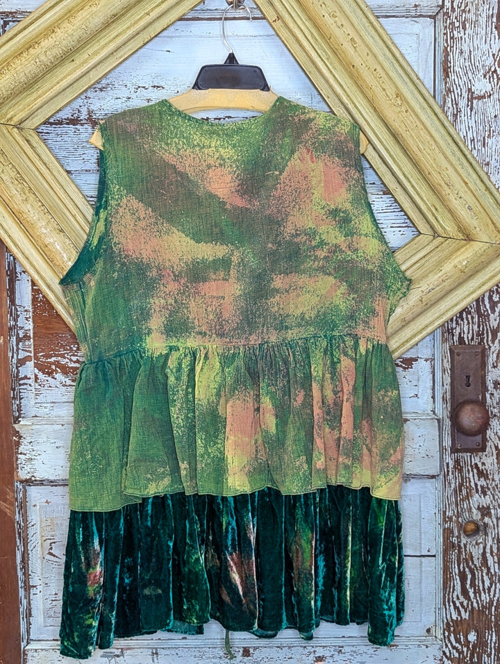 A rare Bird Green  Shorty Ruffle Vest