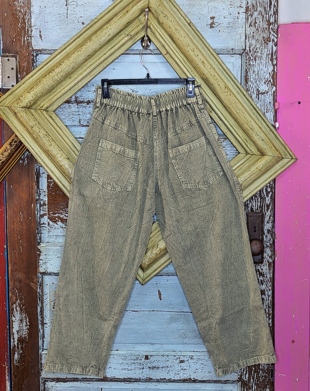 Paper Lace olive/ blue  mix color patchwork denim Pant