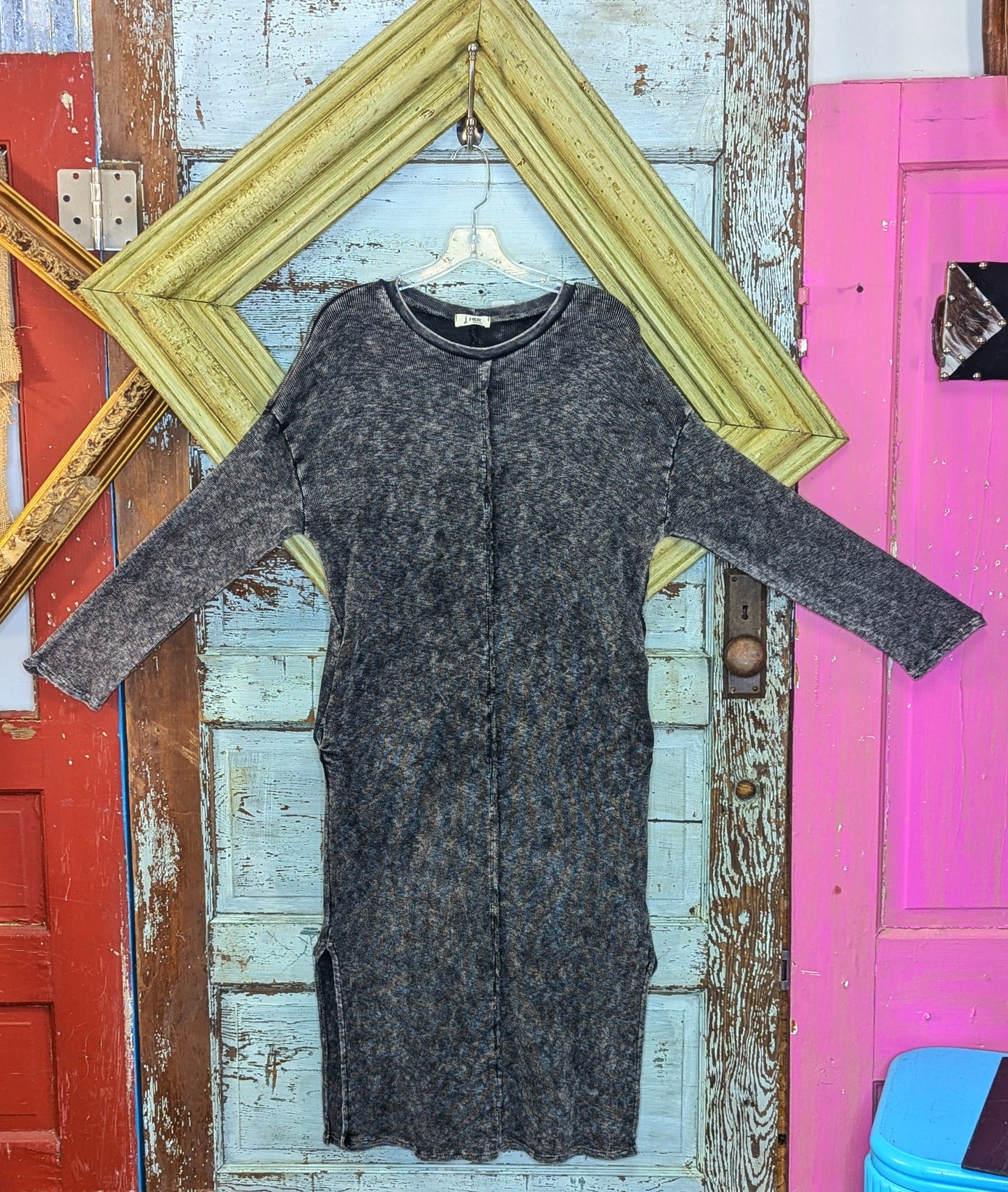 JHer Mineral Washed Melange Sweater Dress