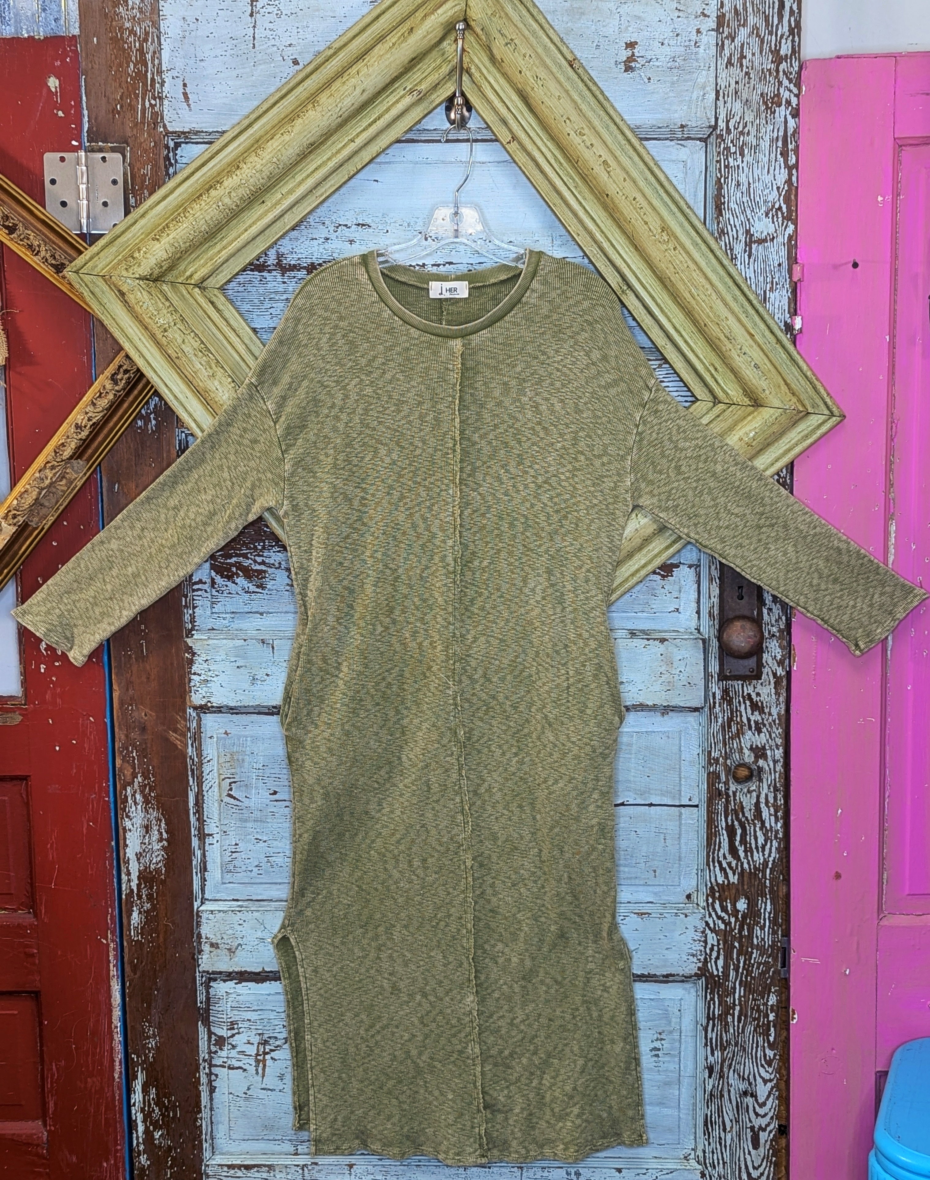 JHer Mineral Washed Melange Sweater Dress