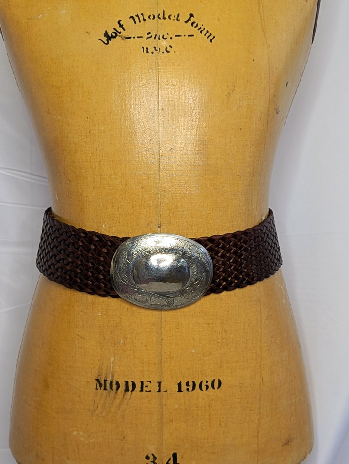 Brown Woven Leather Belt