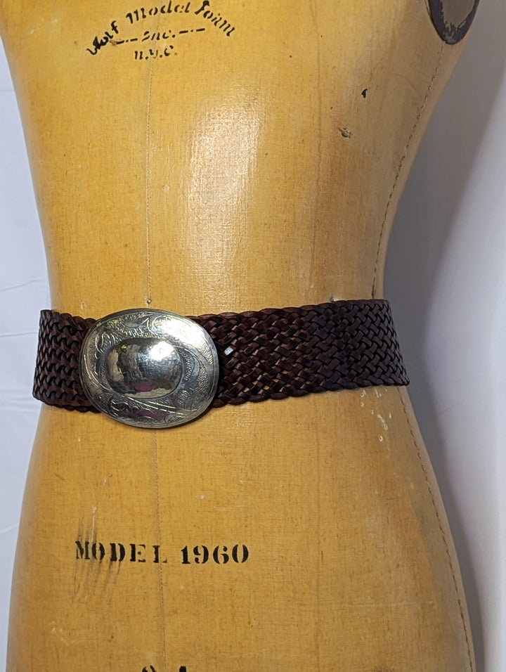 Brown Woven Leather Belt