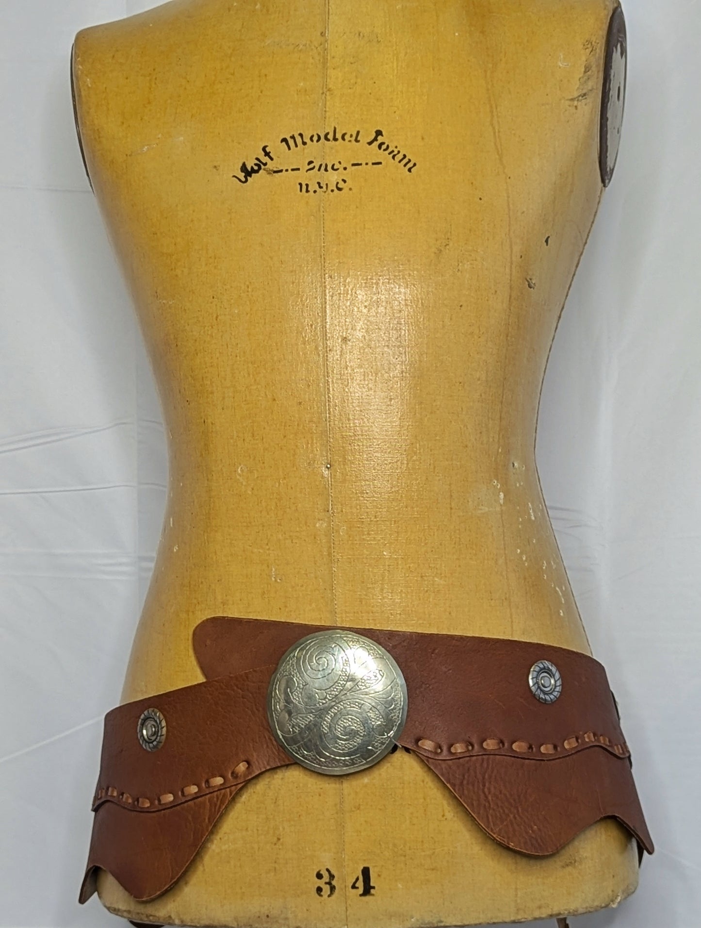 Leather Western Belt with braiding