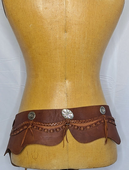 Leather Western Belt with braiding