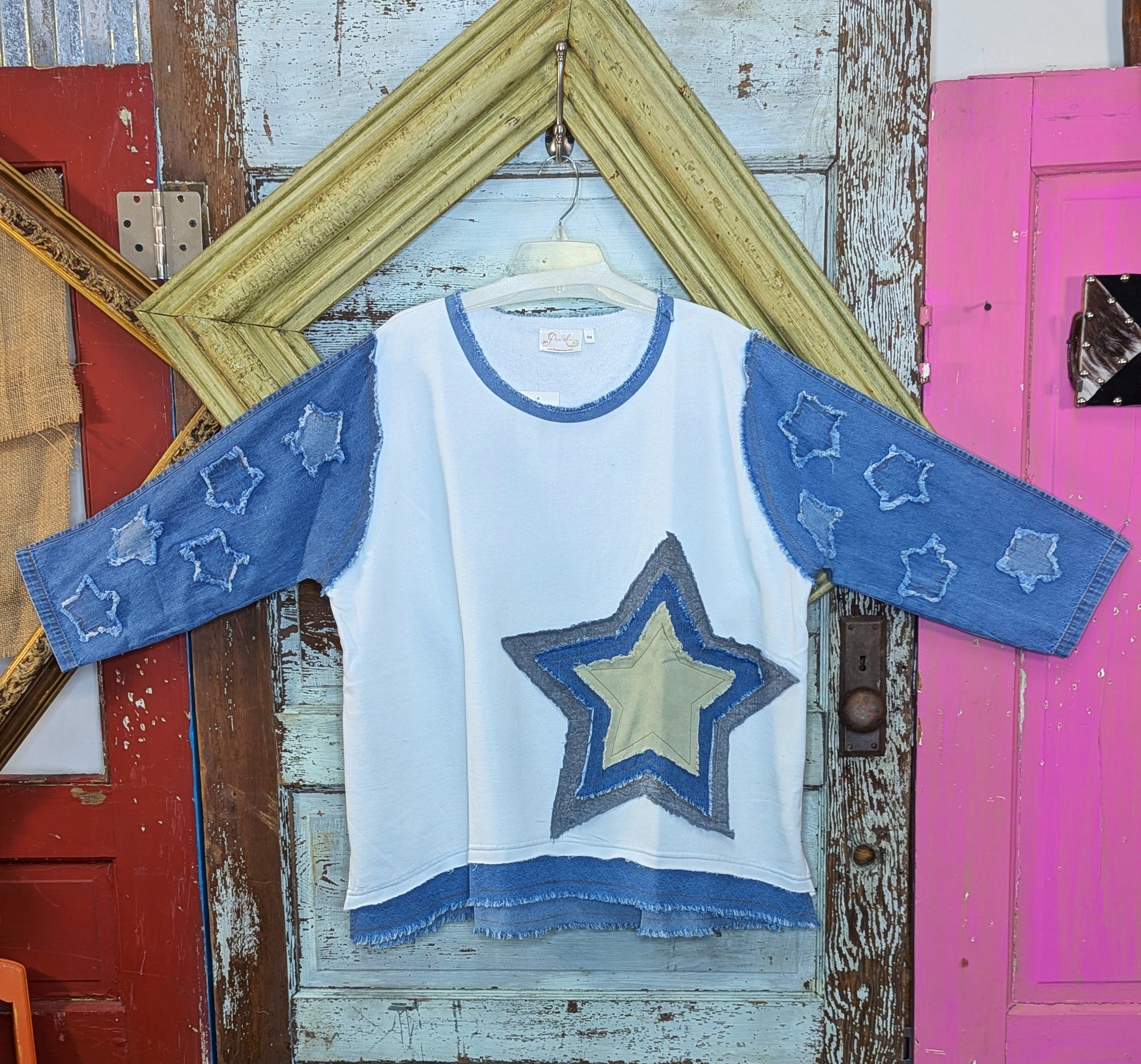 Paper Lace Denim Star Pullover