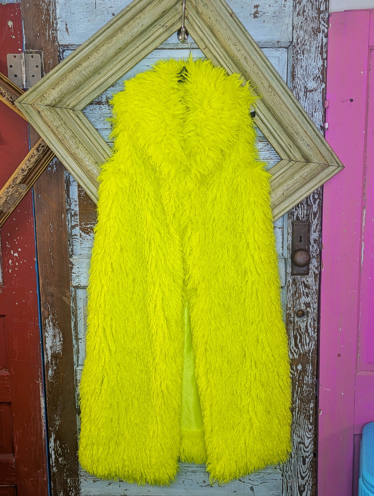 Lemon Faux Fur Long Vest