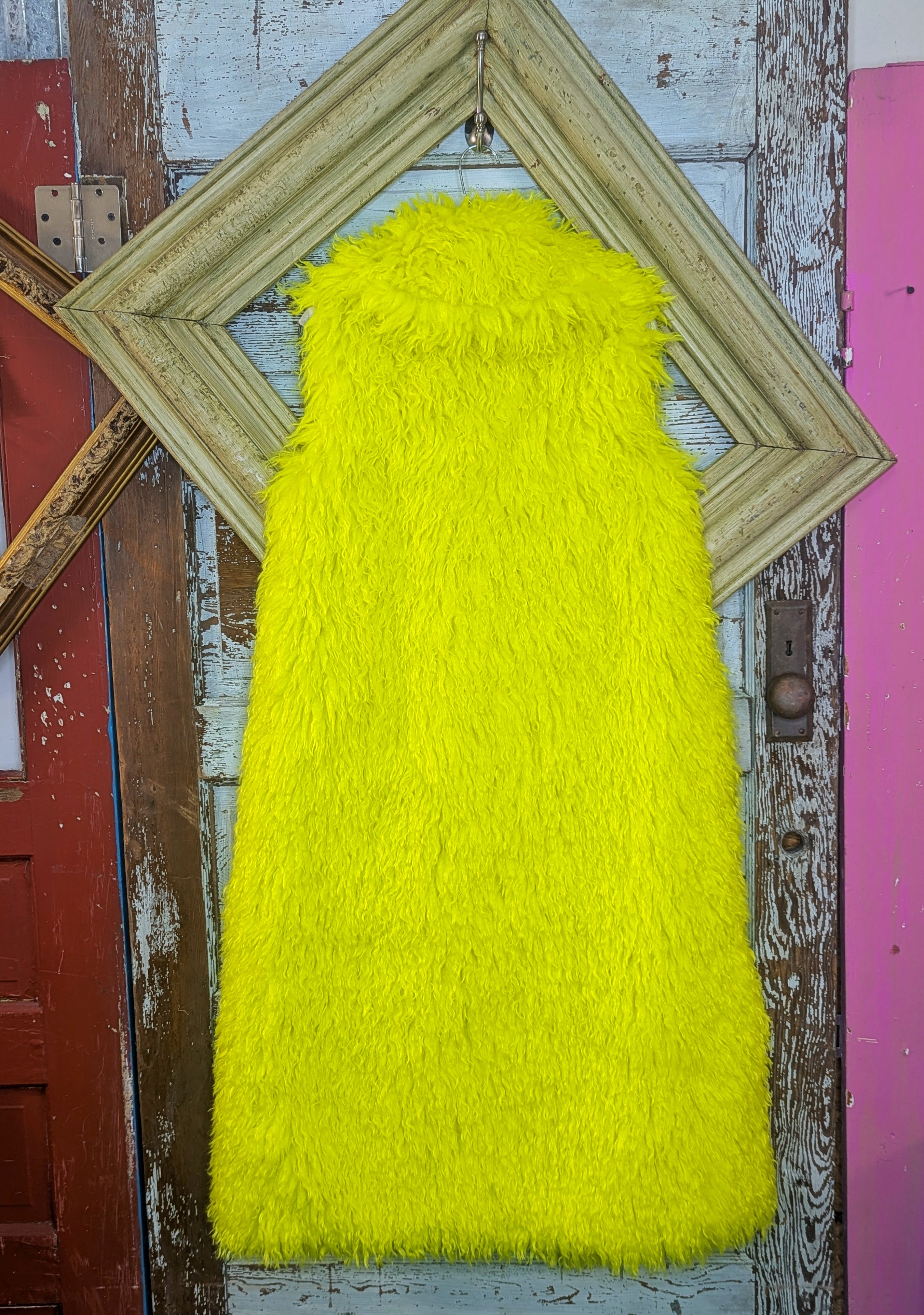 Lemon Faux Fur Long Vest