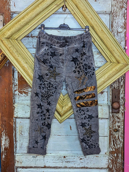 Made In Italy Leopard/Star Gray Pants