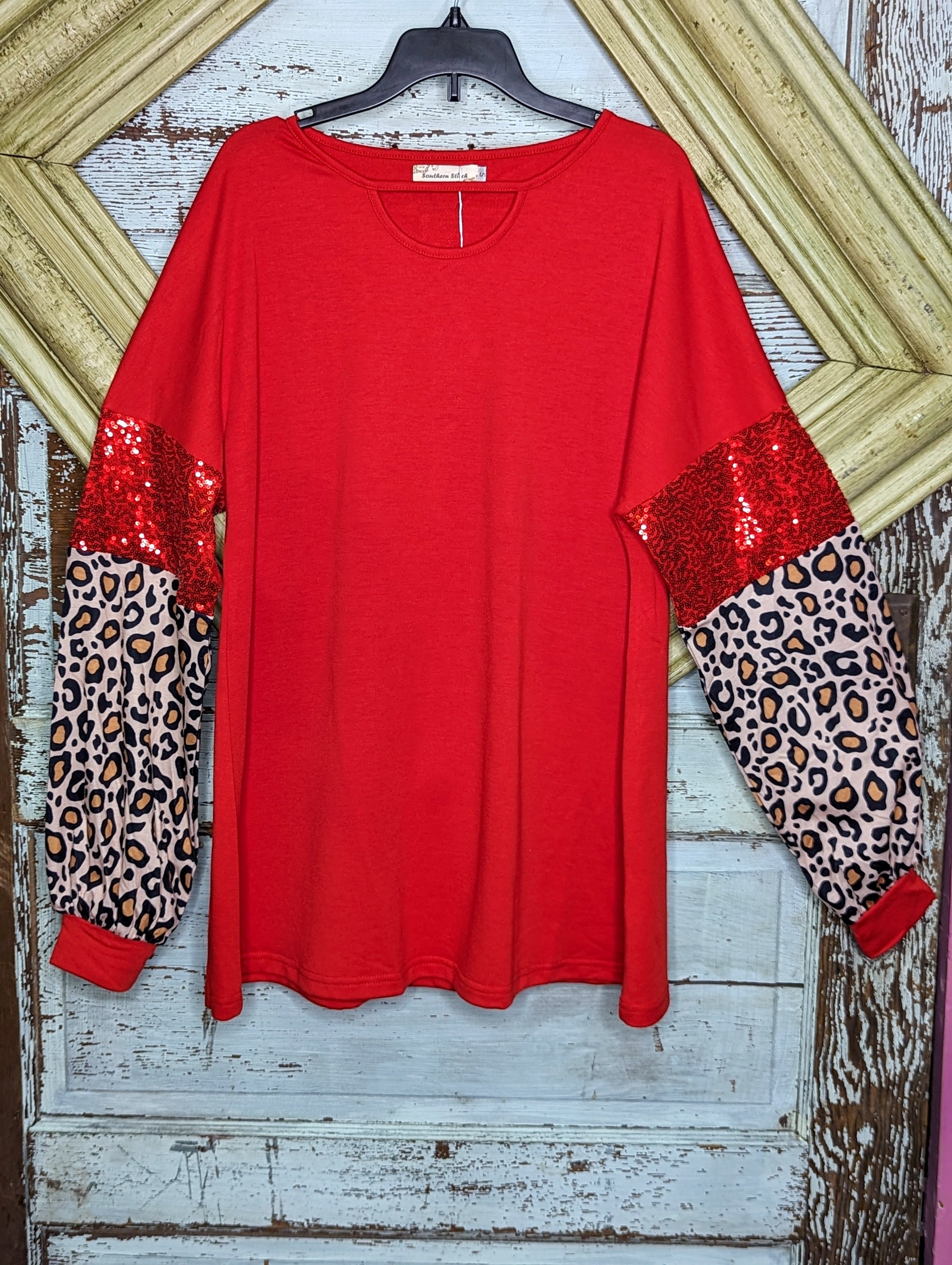 Red Cheeta Top