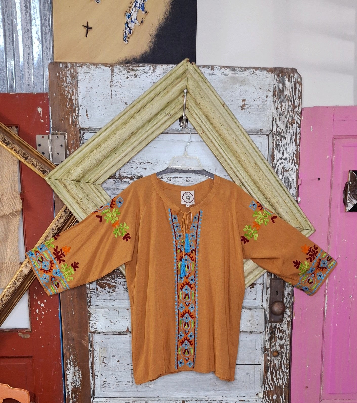 Mustard Embroidered  top