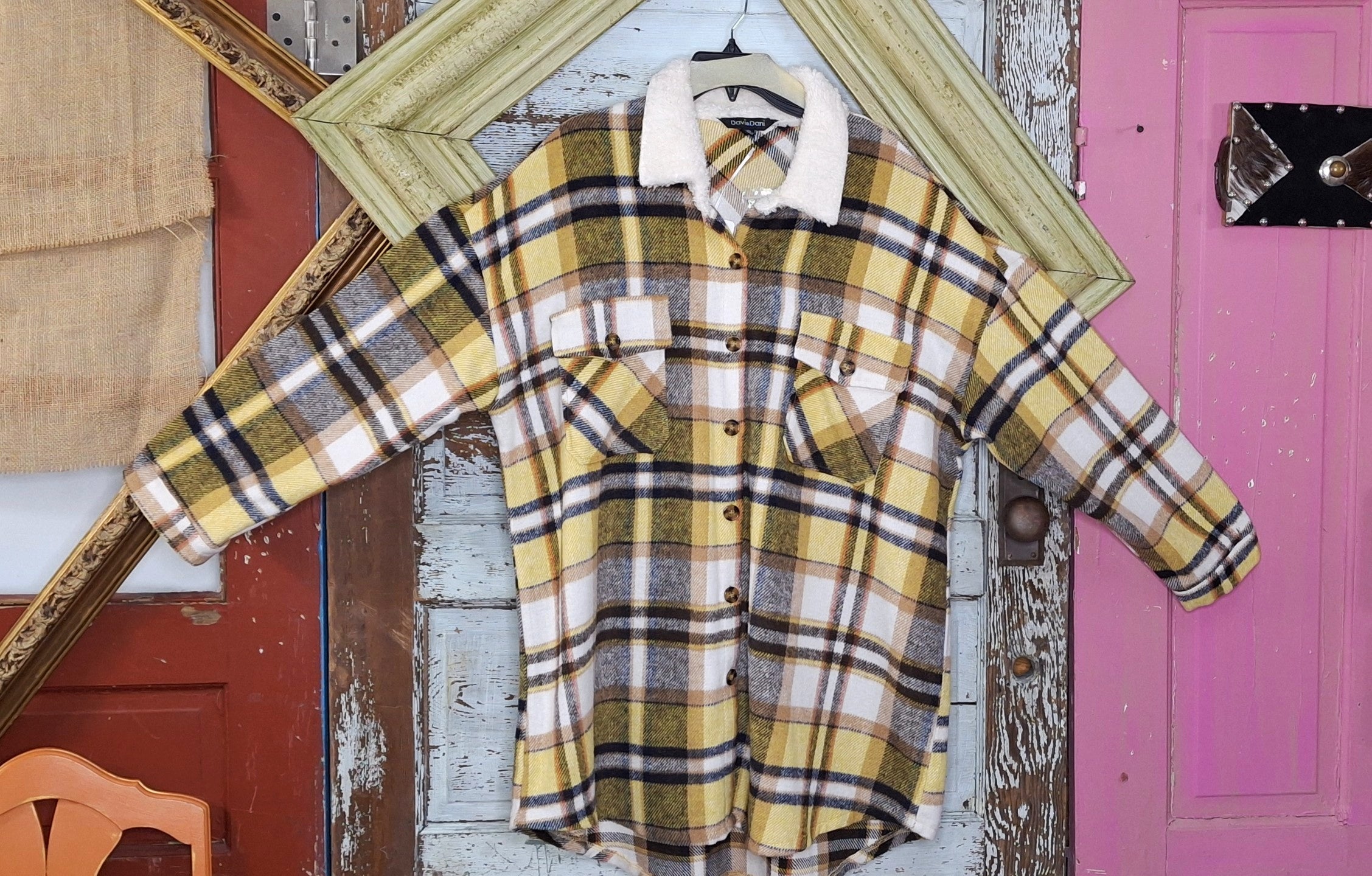 Mustard plaid coat best sale