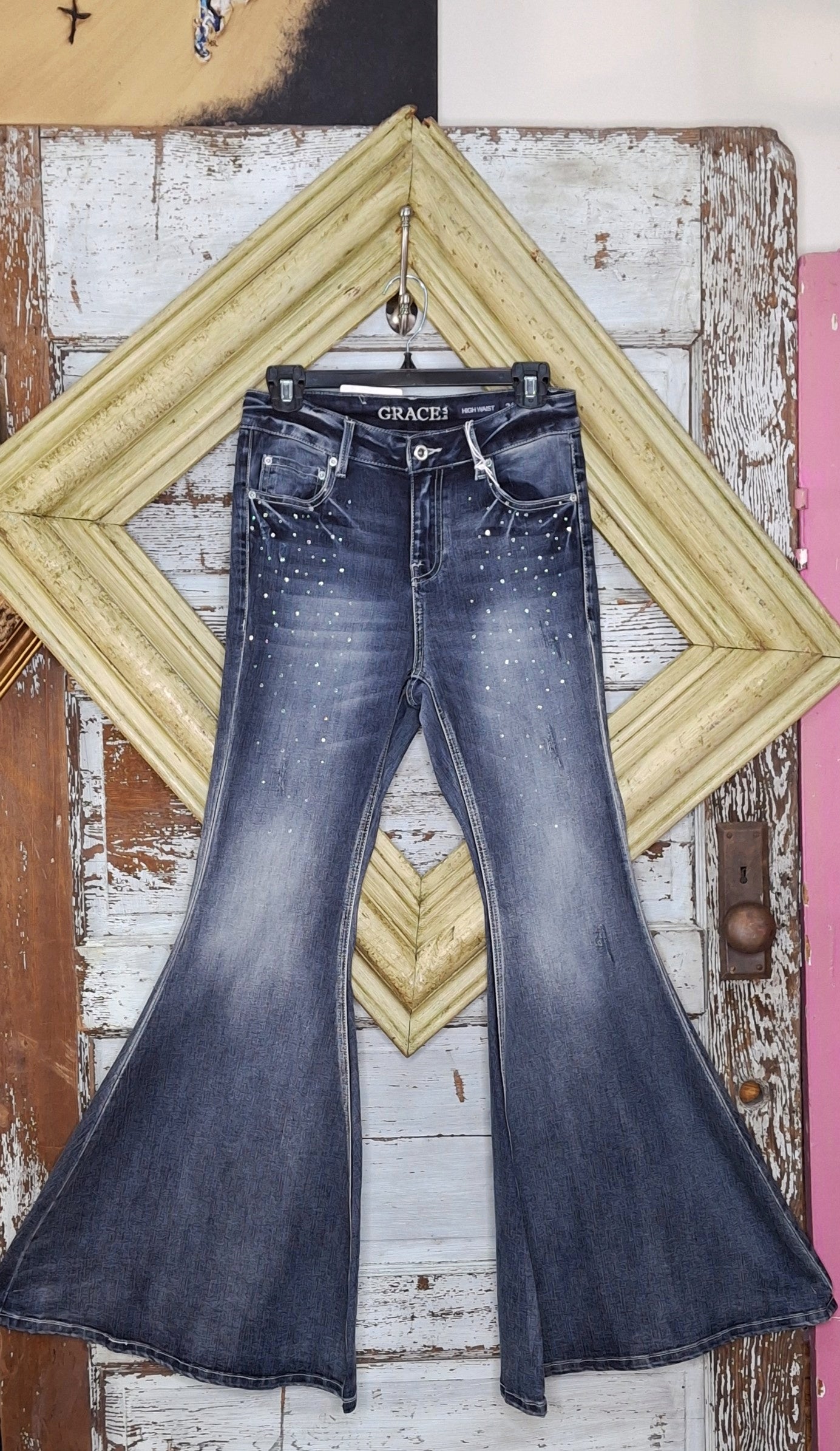 Studed flare jean