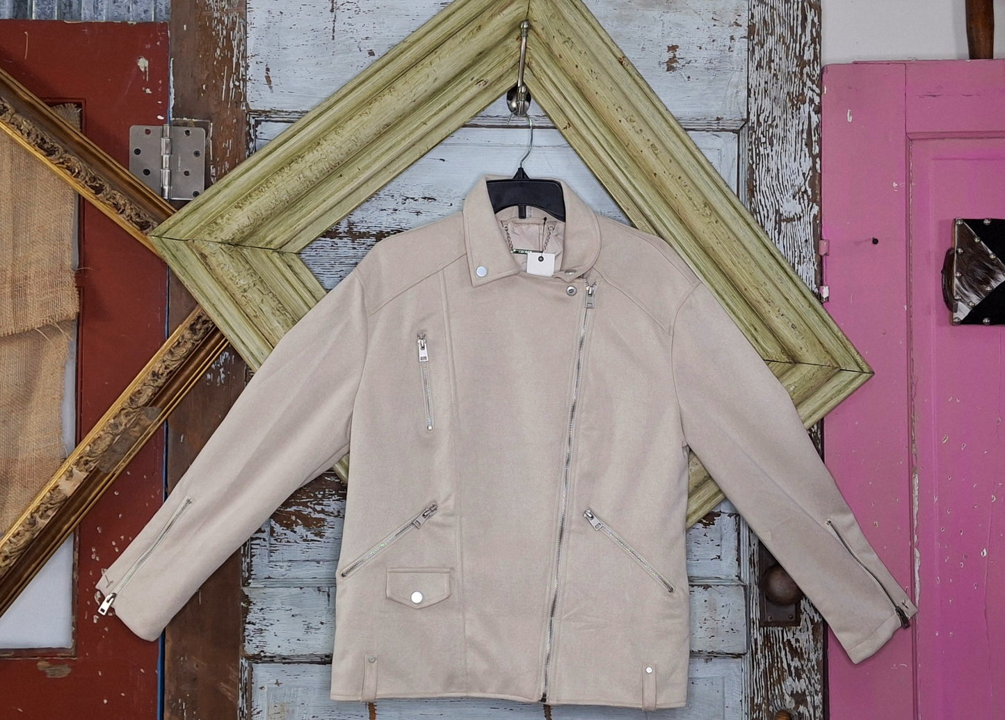 Suede big moto jacket