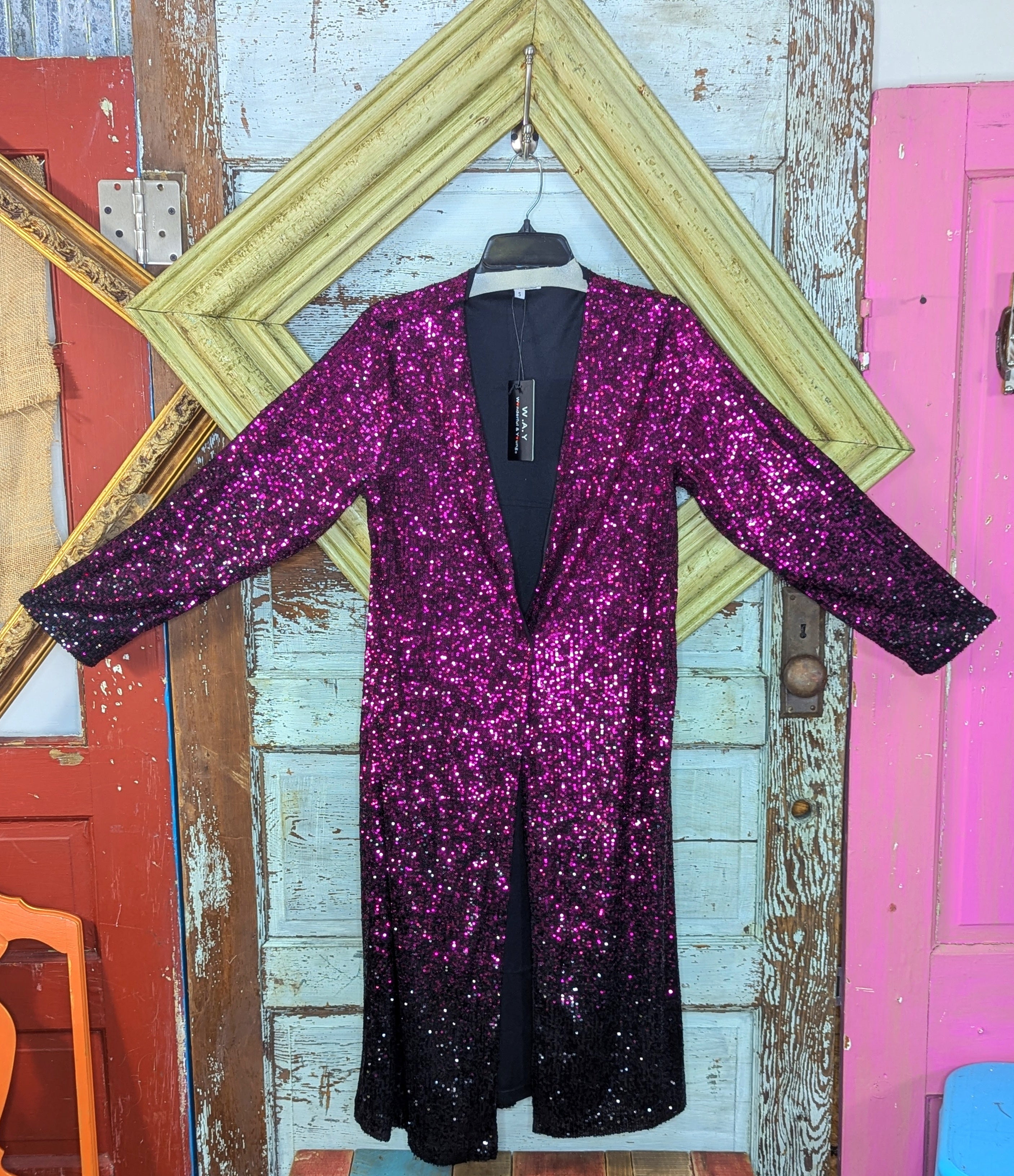 Purple sequin duster