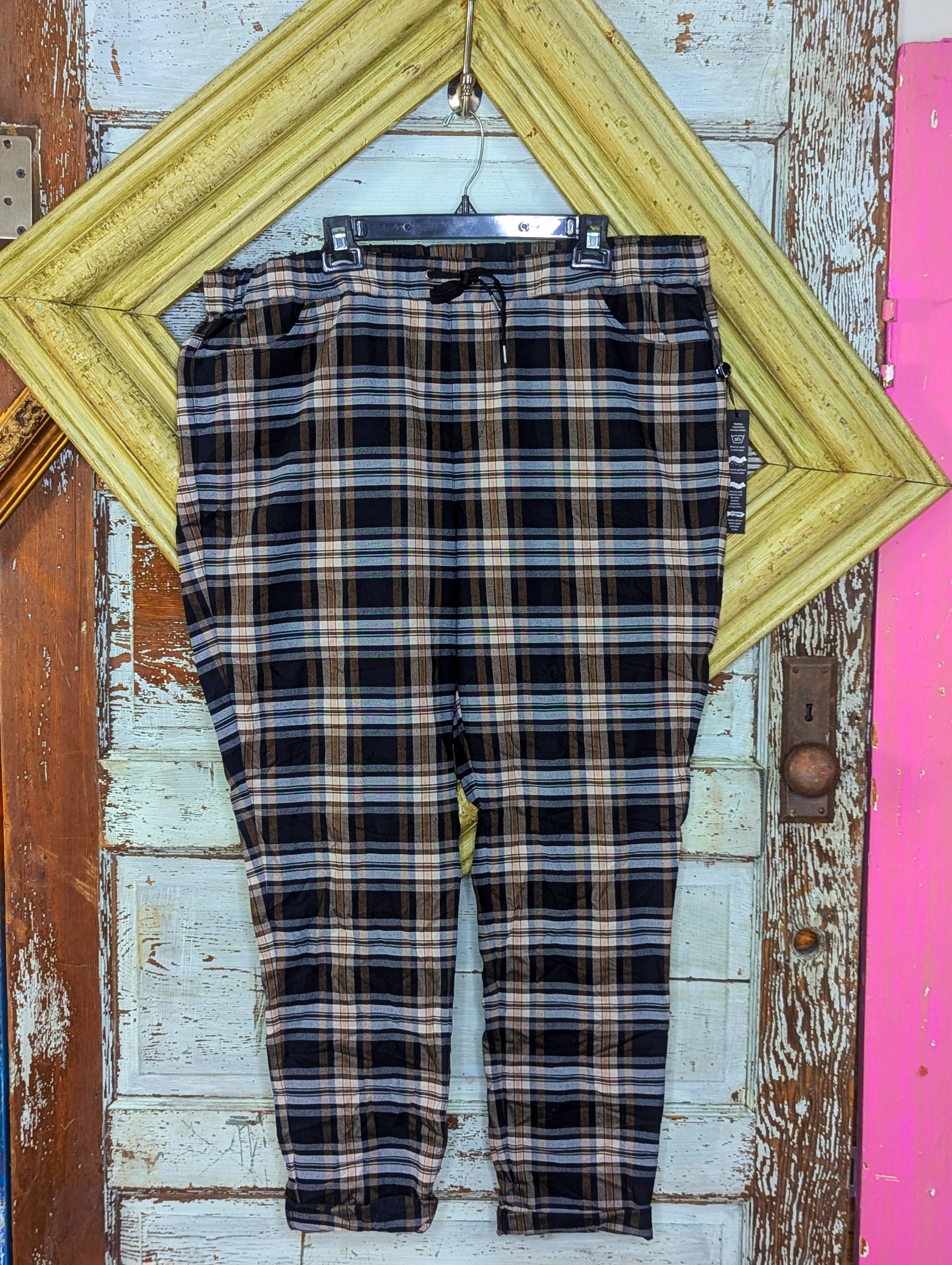 Charlie B Plaid Crinkle Joggers Pant