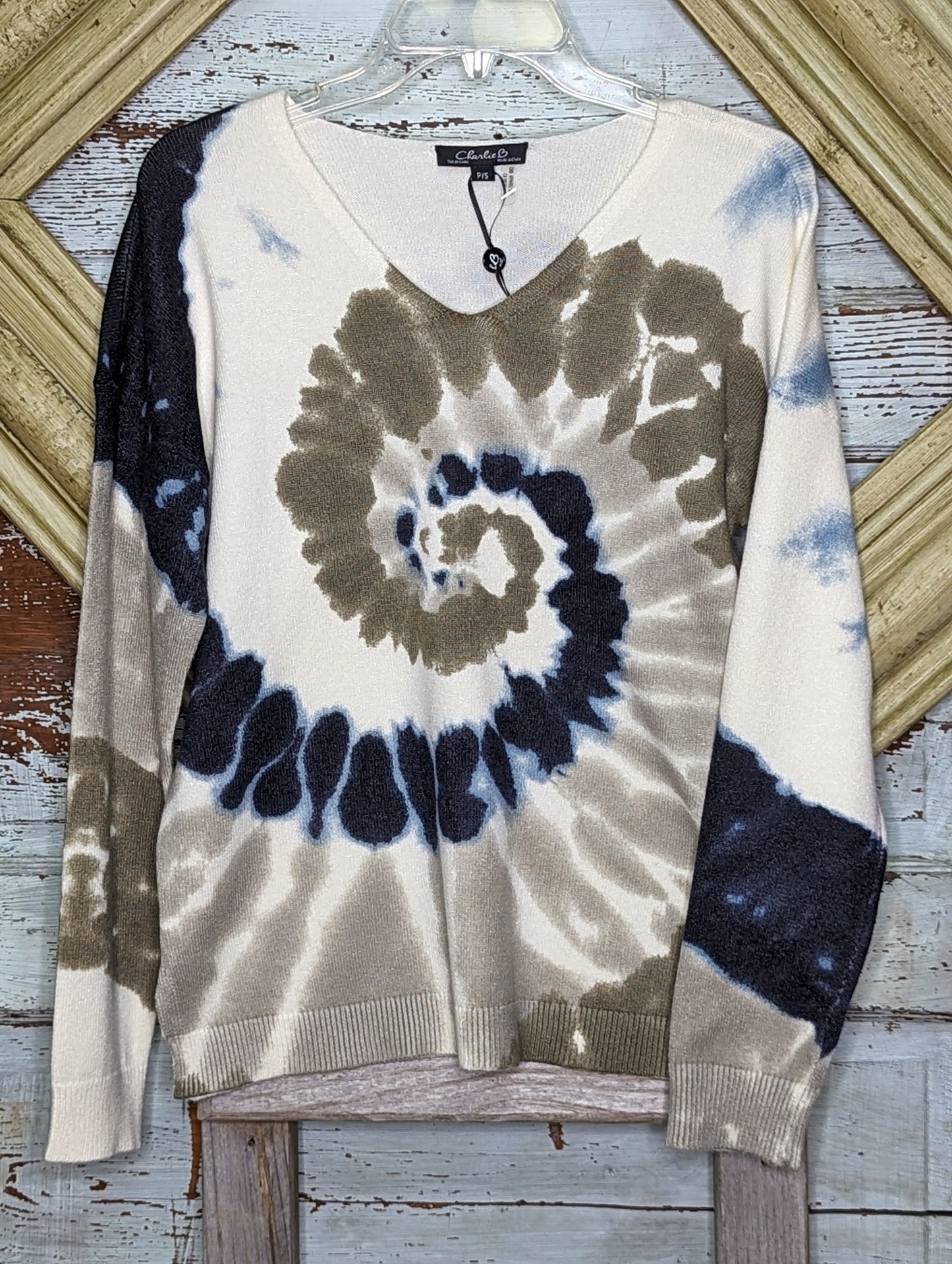 V-Neck Drop Shoulder Printed Sweater