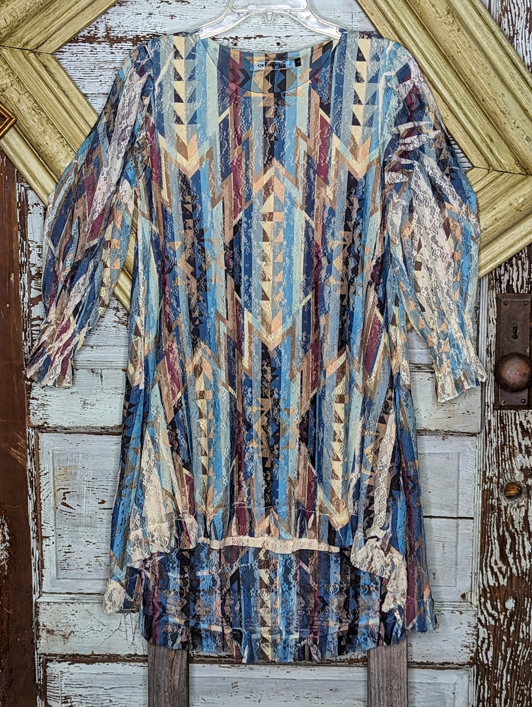 Turquoise al lace tunic dress