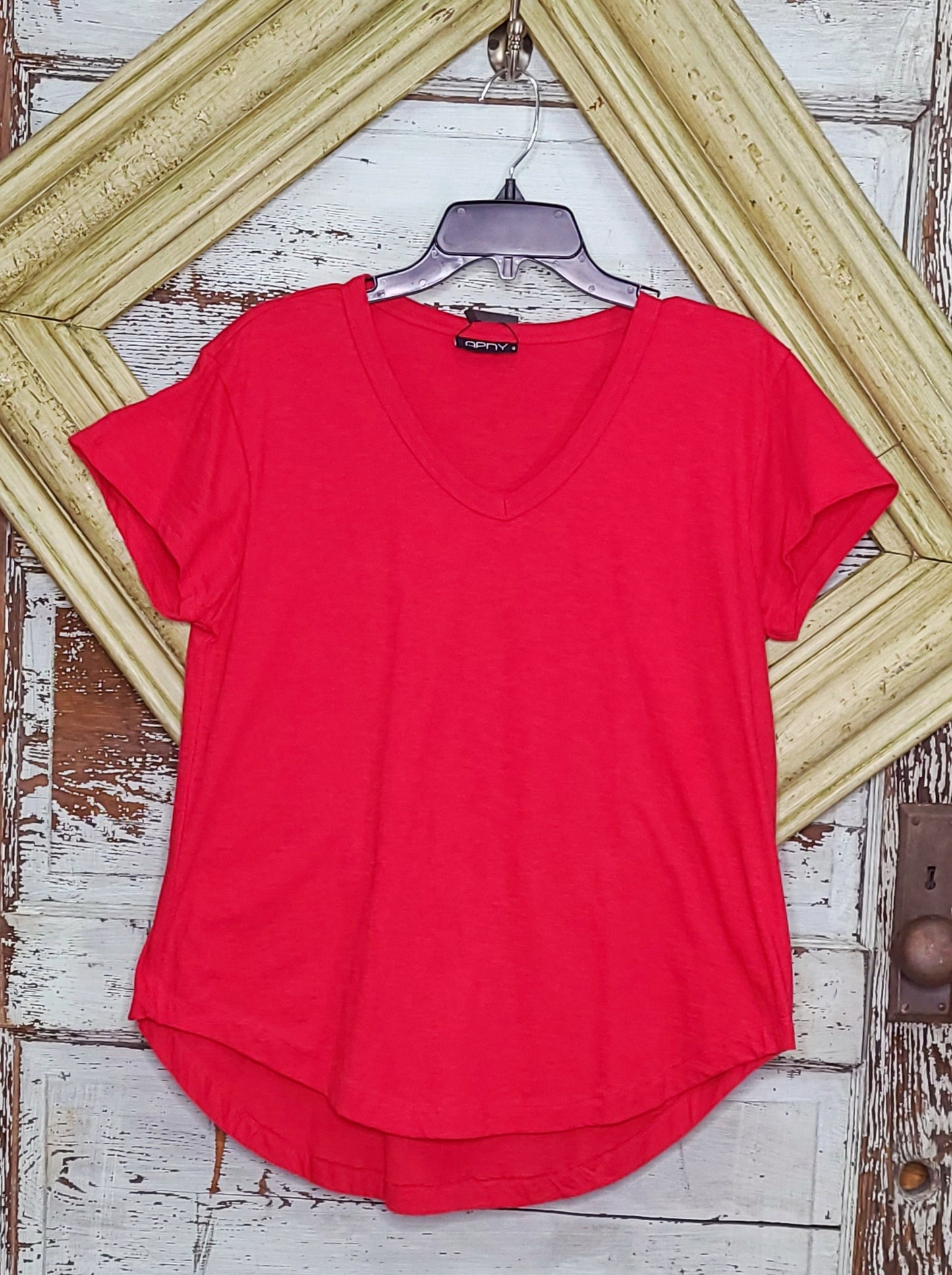 Red  Short  Sleeve  v-neck