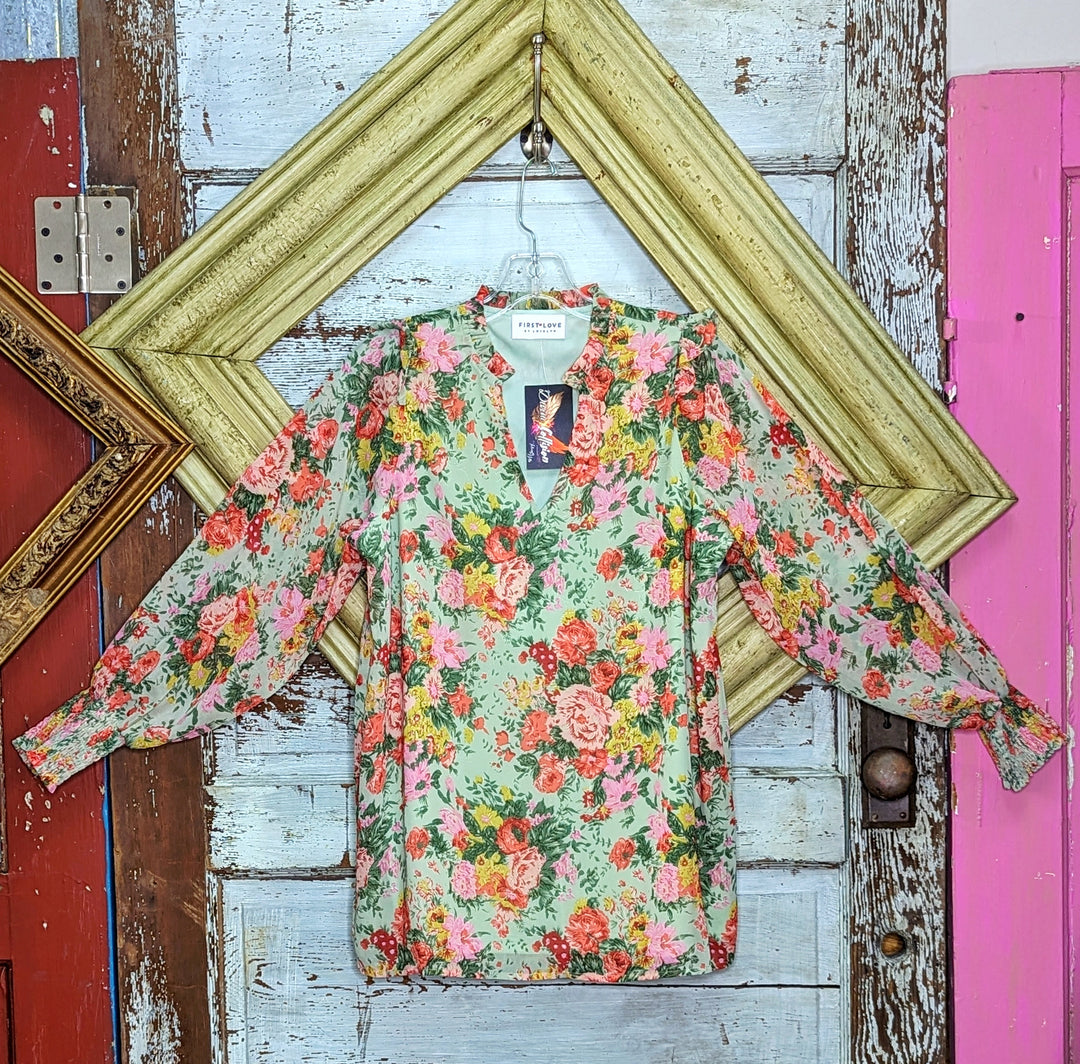 Floral Sheer Lined Blouse