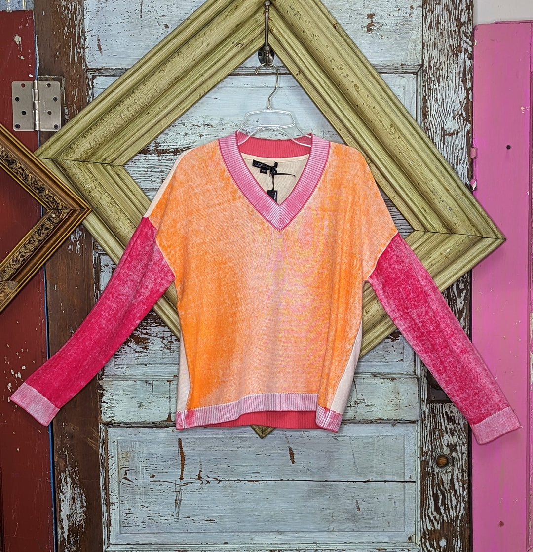 Vintage Washed Coral and Fuchsia Top