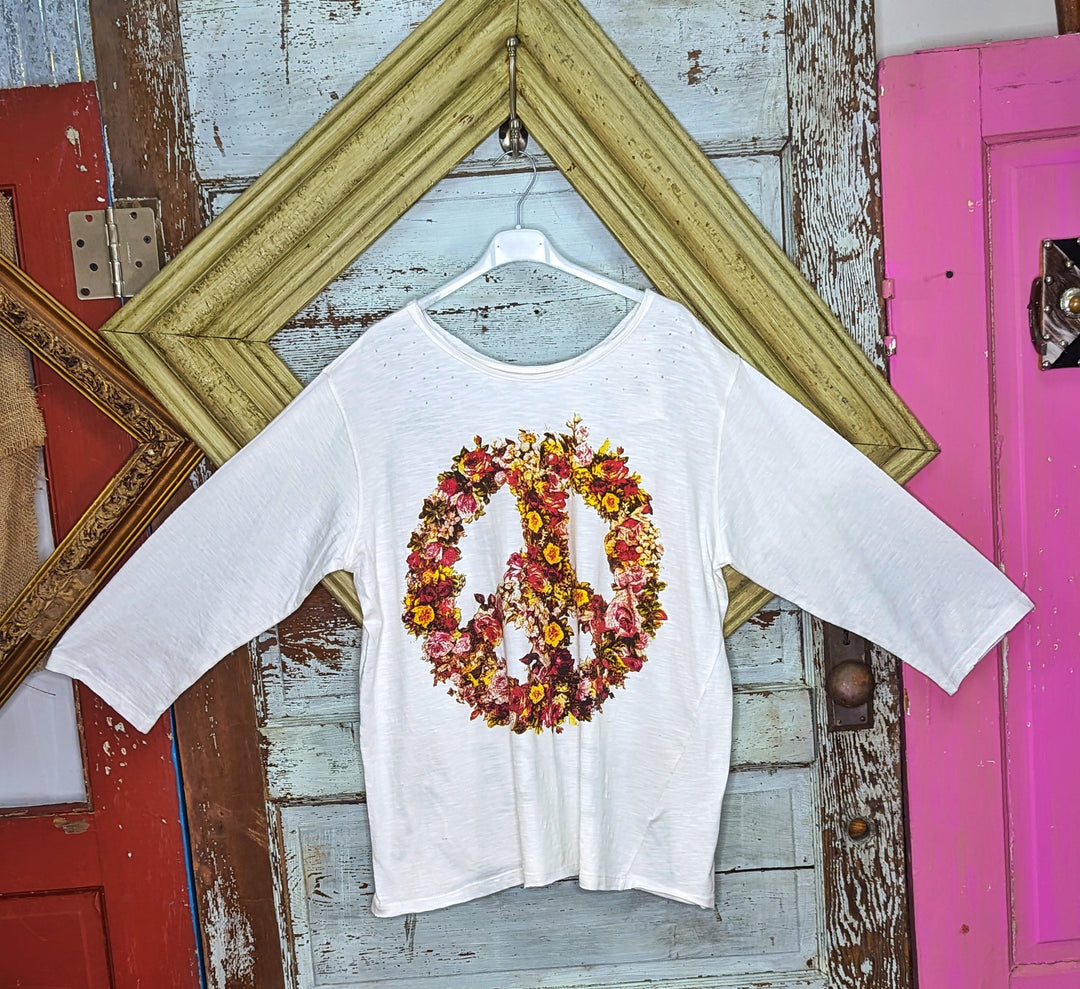 Double Sided Peace Sign Flower Tee