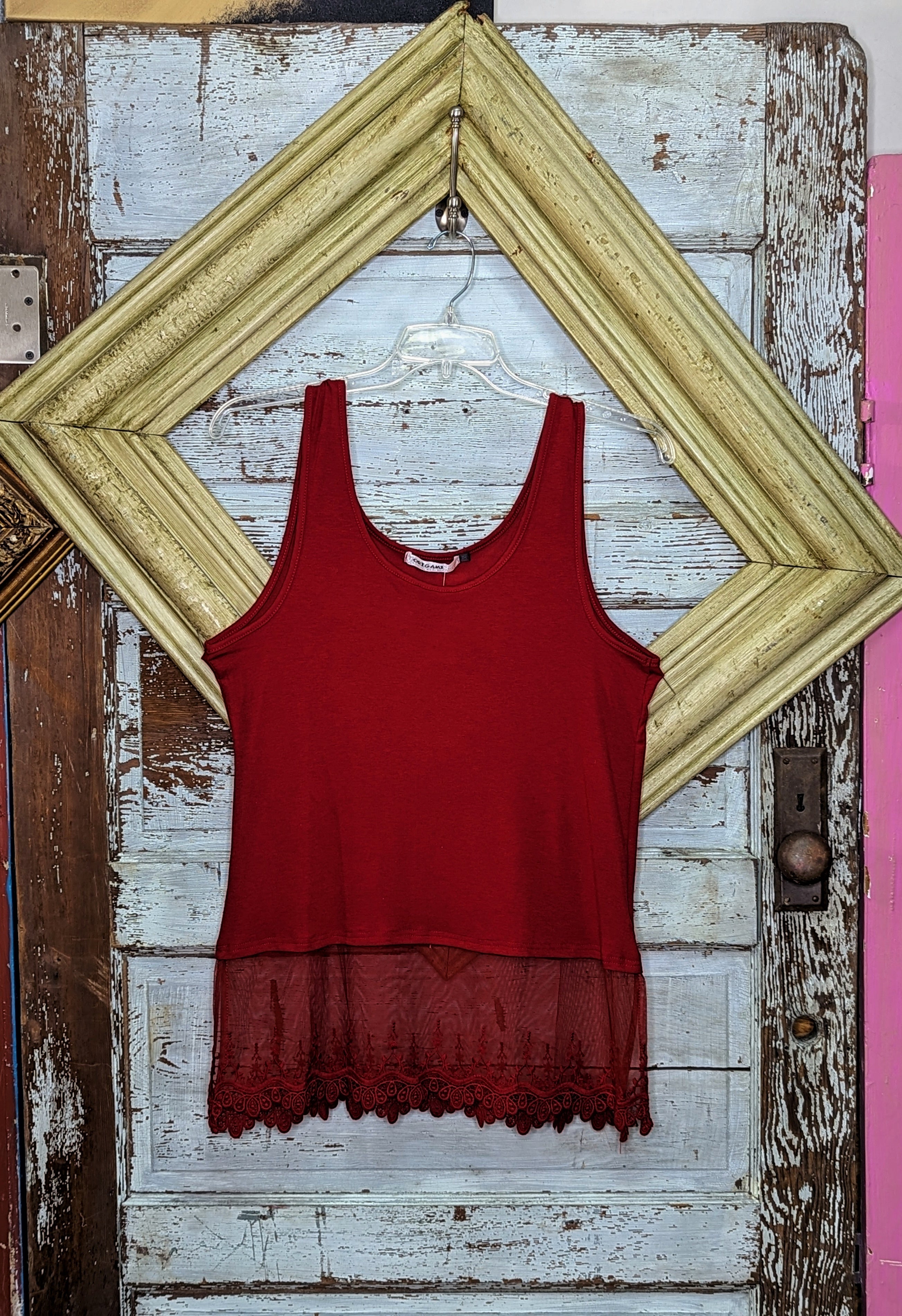 Tank Top With lace Trimming