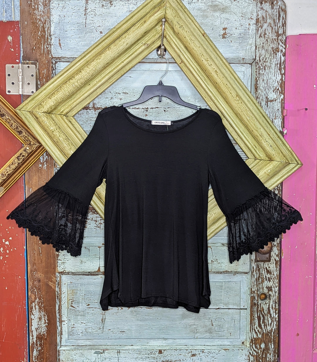 Black Tunic Top with lace trim