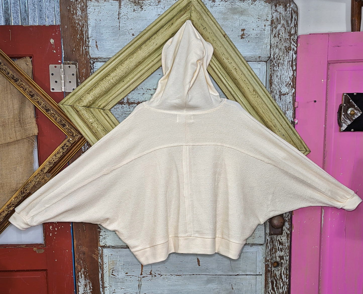 Cream French Terry Knit Hoodie