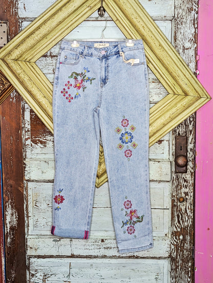 Bleach Blue Cross Stitch Denim Pant