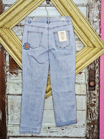 Bleach Blue Cross Stitch Denim Pant