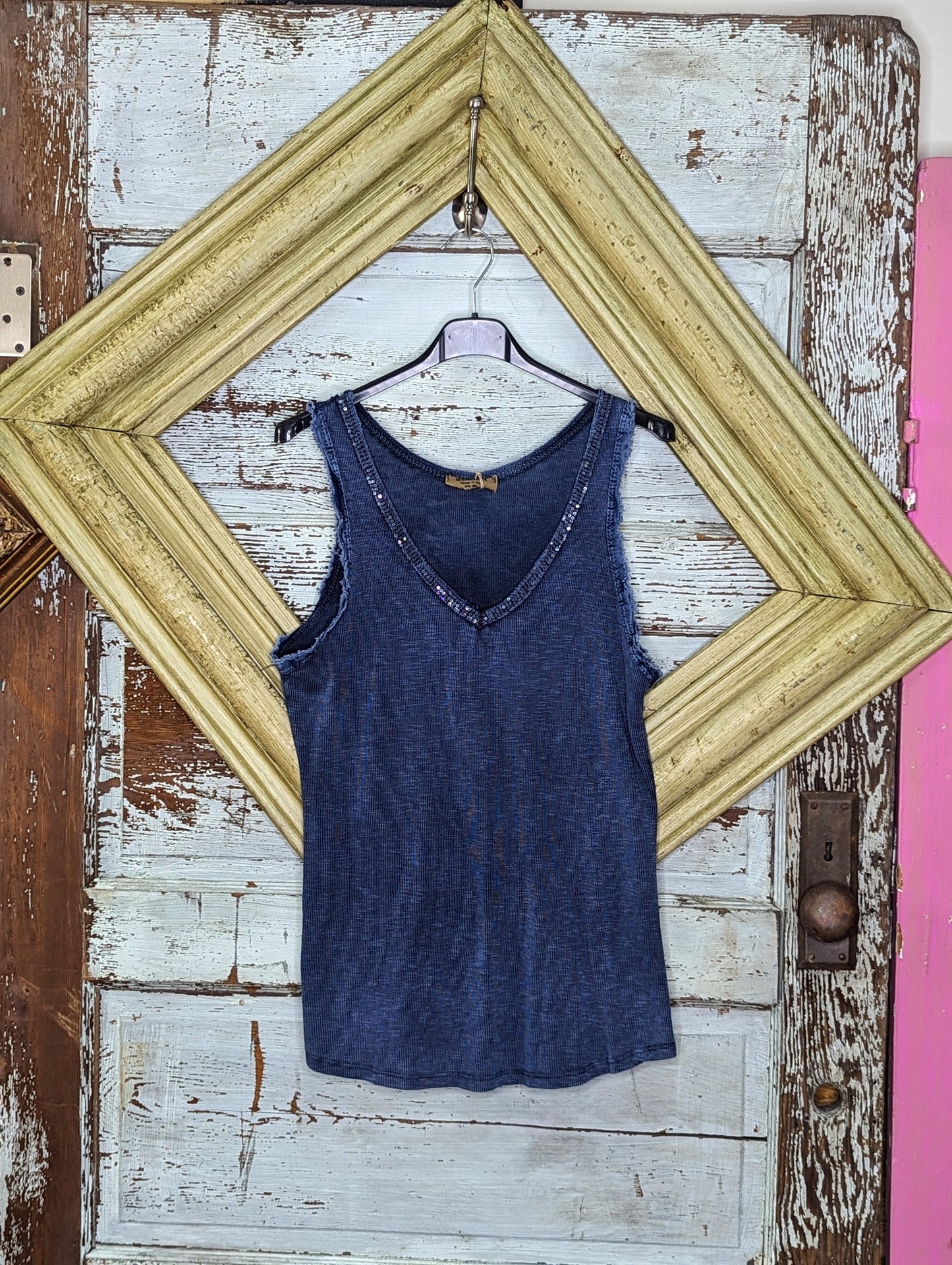 Sequin V-neck Tank