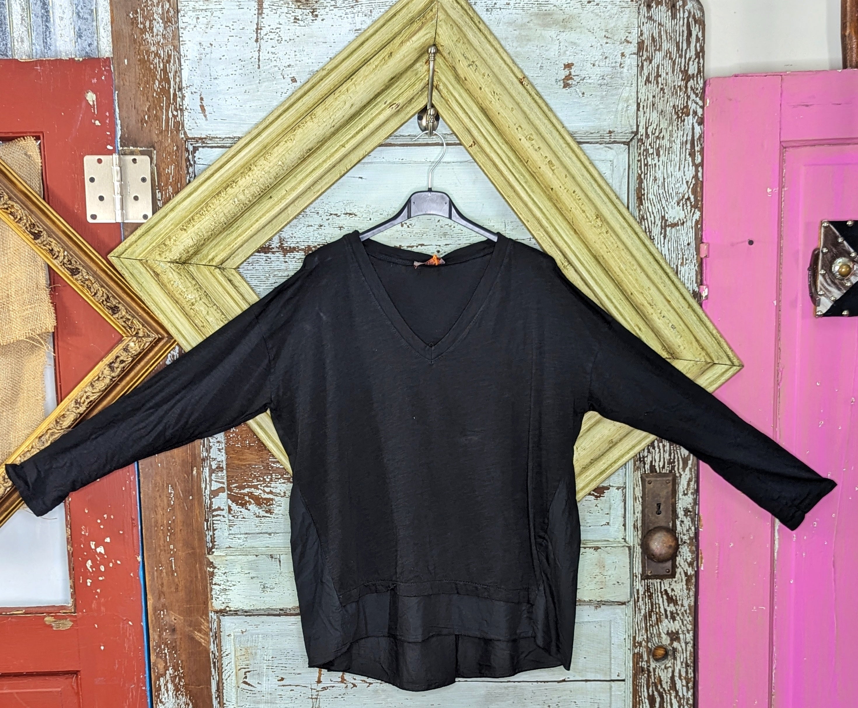 Black Cotton Pocket Top