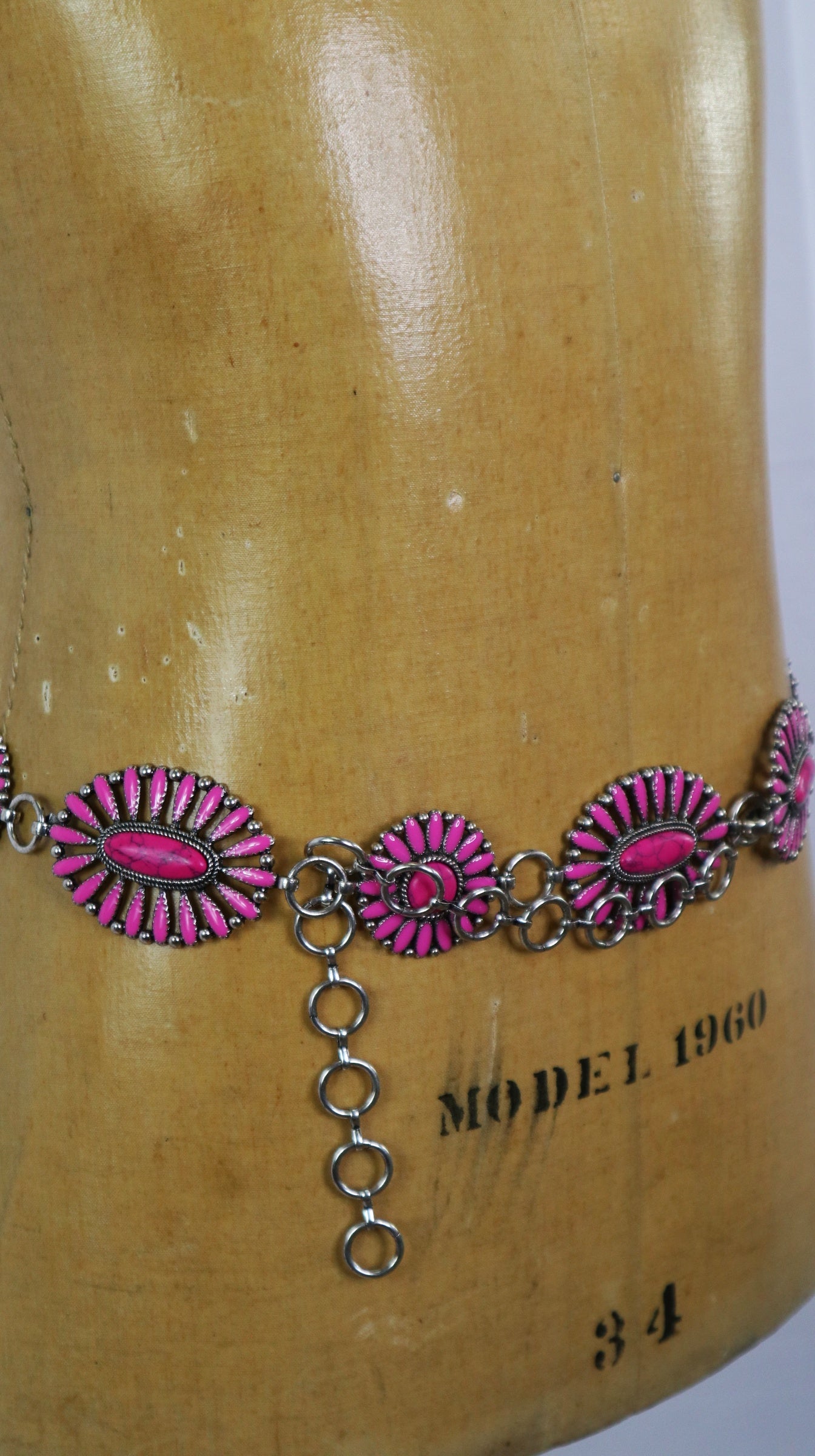 Pink And Silver Concho Belt