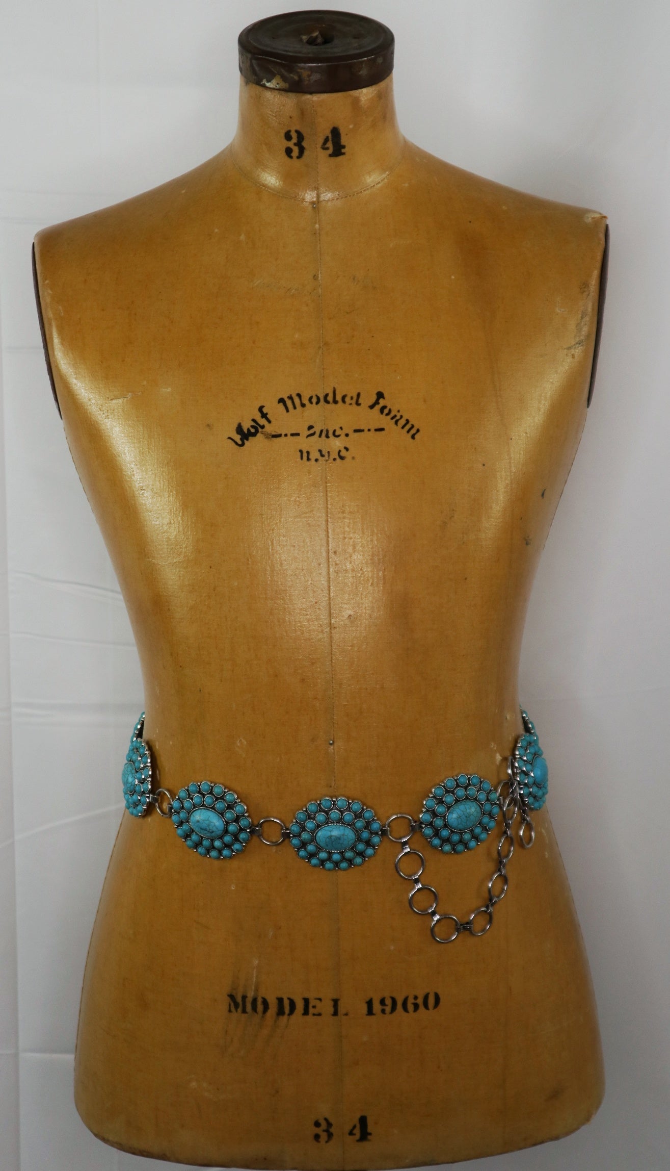 Turquoise Squash Blossom Concho Belt