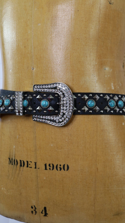 Black Turquoise Silver Belt