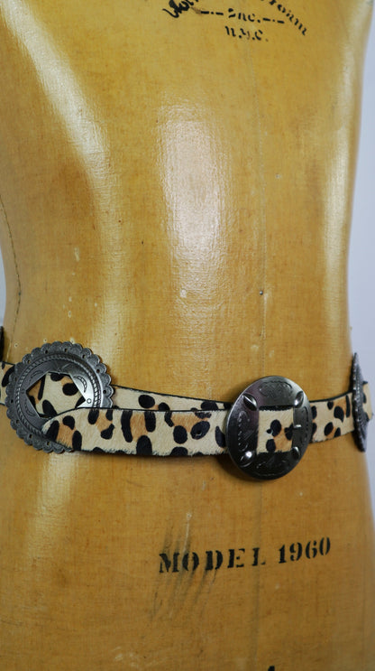 Leopard Printed Concho Belt