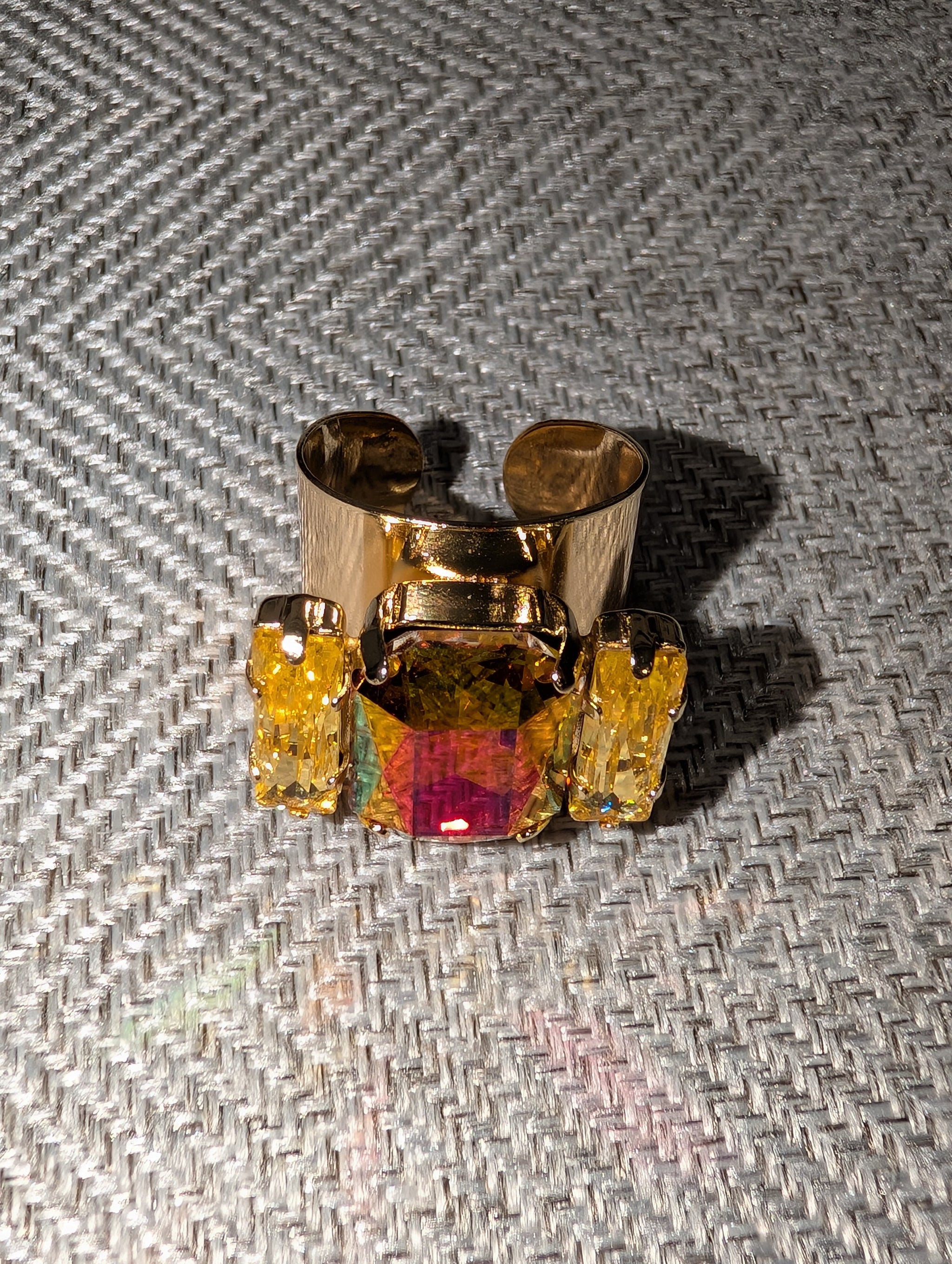 Pre Order WaFa 3-Stone Crystal Cuff Ring — orange citrus
