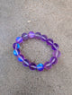 Pre Order WaFa Frosted Mermaid Glass Bead Stretch Bracelet — purple: oversized frosted violet and deep purple round mermaid glass beads with blue iridescent flash on stretch cord
