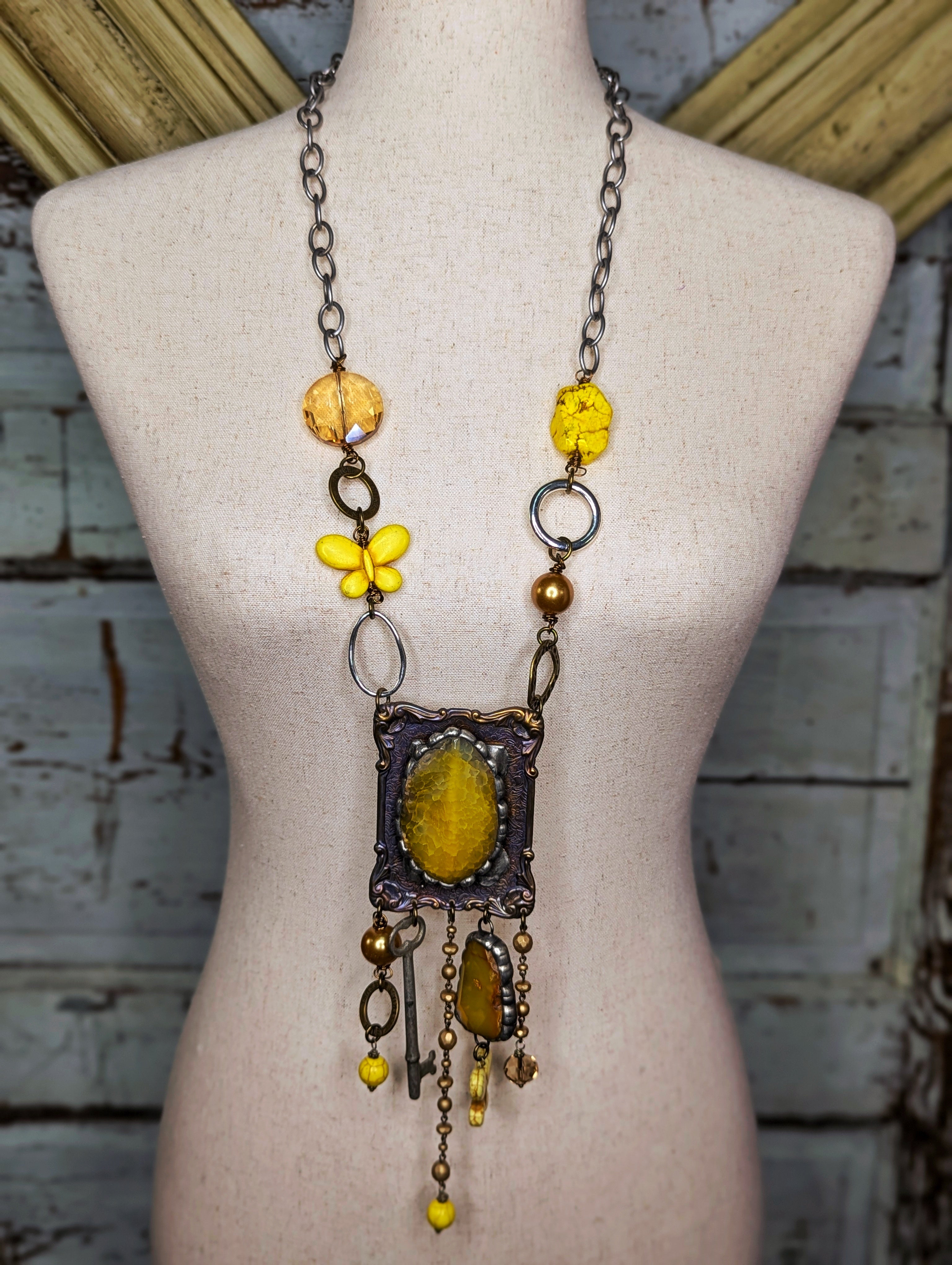 Art By Amy Yellow Key Necklace