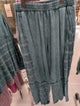 Jher HP7626 Midnight Green Mineral-Washed Tonal Stripe Wide-Leg Pant