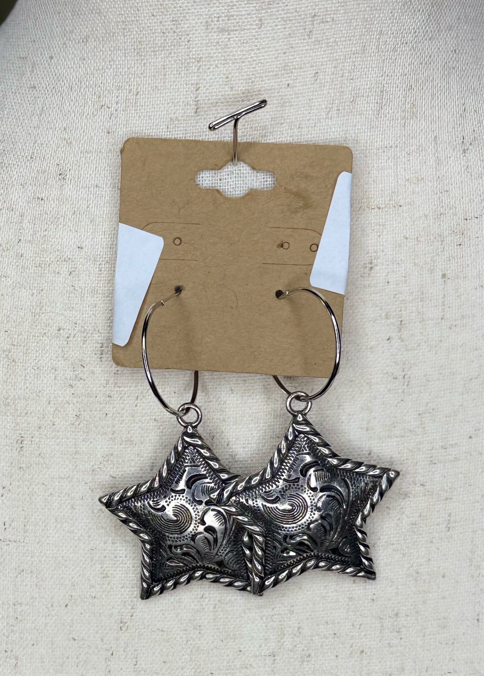 Silver. Stars earring