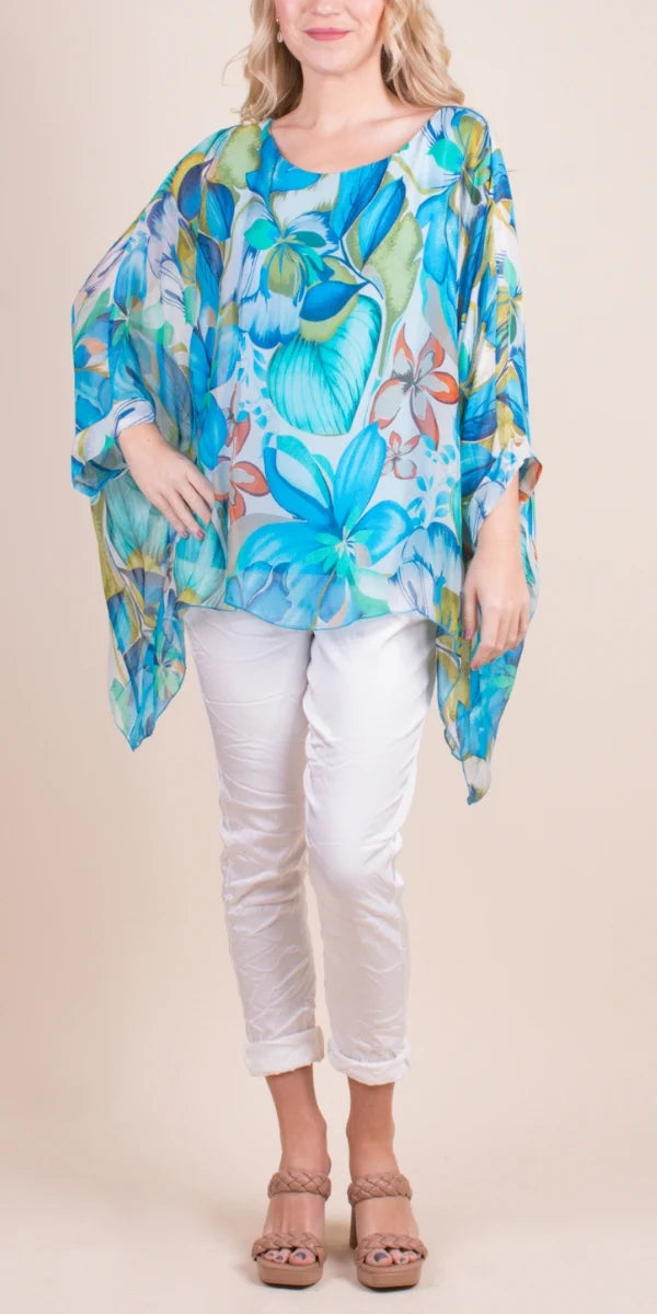 Silk Botanical Print Kaftan