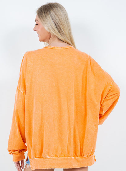 J.Her Mineral Wash Go Get Em Tiger Graphic Sweatshirt - graphic detail