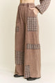 J.Her chocolate mineral washed tweed block wide leg pants side view