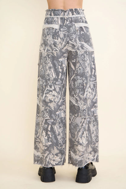 J.Her Washed Tree Camo Cargo Pants in Pink Camo - Back view