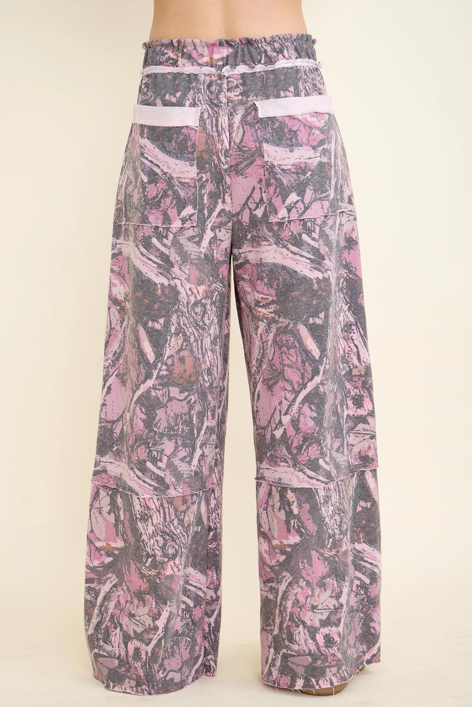 J.Her Washed Tree Camo Cargo Pants in Grey Camo - Back view