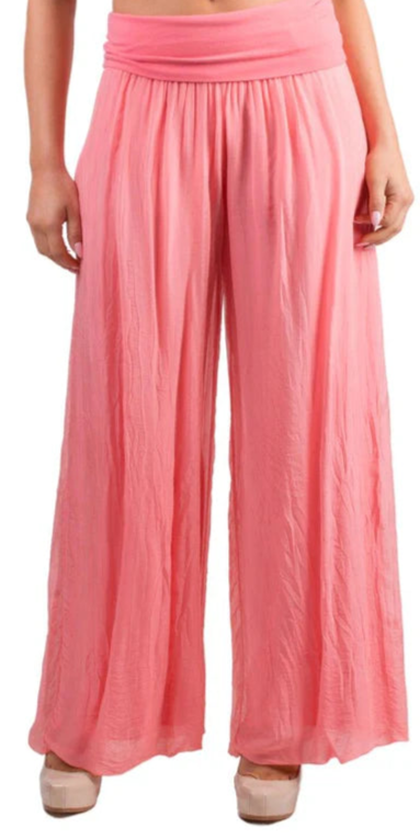 GiGi Moda Coral Solid SIlk Pants